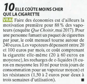 la vapotage coûte moins cher que la cigarette