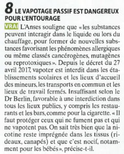 Le vapotage passif est dangereux pour l'entourage - fake news