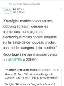 Le CNCT association anti-vape et anti-nicotine