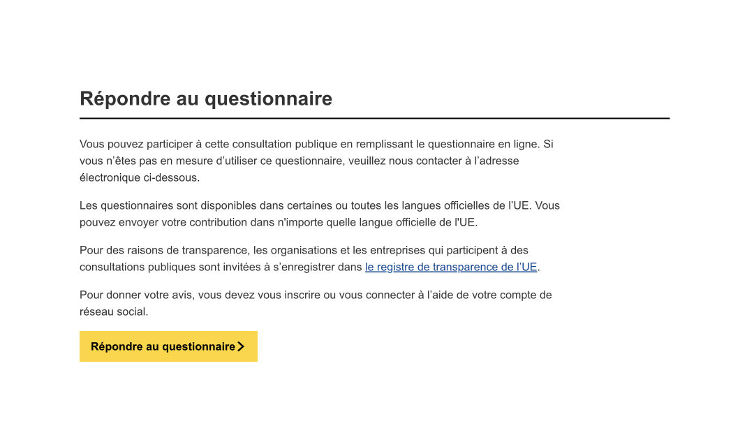 Consultation publique de l'Europe sur les réglementations des produits du tabac et "connexes".